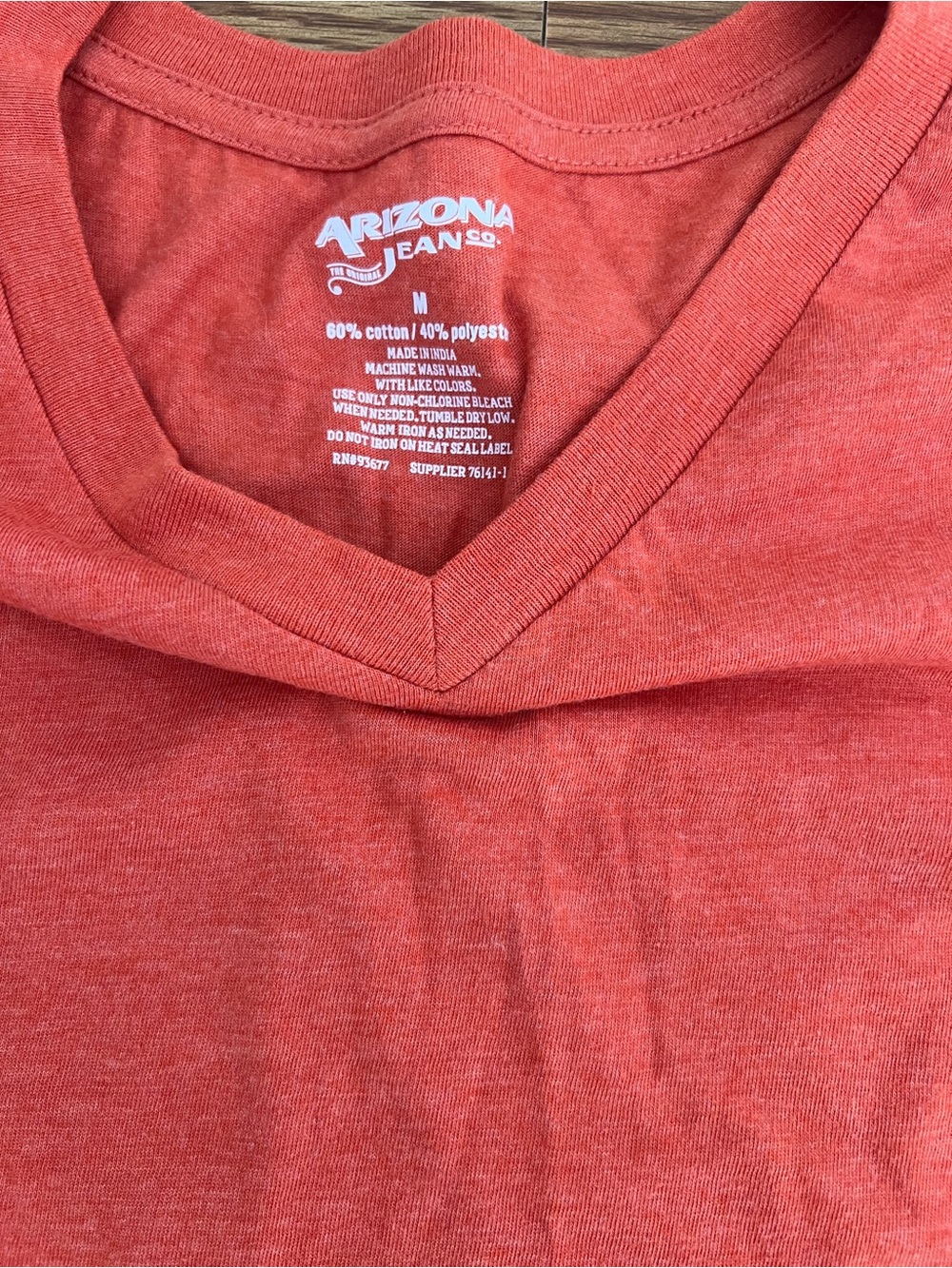 Men's V-Neck Short Sleeve Jersey Tee Shirt - Orange Size Medium - Picture 2 of 5